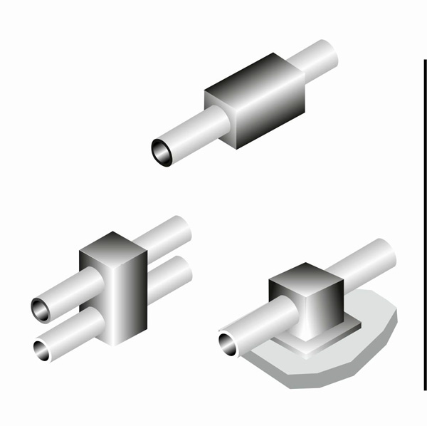 Connettori tubolari paralleli agli assi: connettori a manicotto | connettori paralleli | connettori a flangia