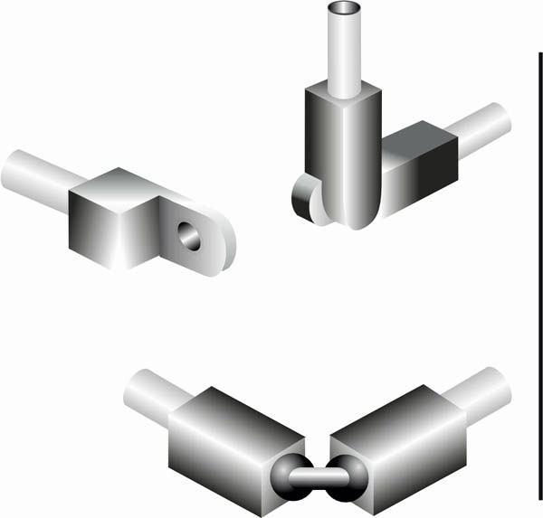 Hinge tube connectors: strap connectors | hinge connectors