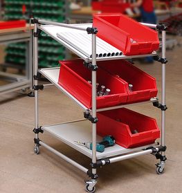 Lightweight material trolleys built from plastic pipe connectors