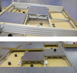 Der modulare Unterbau aus Aluminium-Profile ermöglicht eine individuellen Gestaltung. Auch Schrägung und Stufen können simuliert werden.