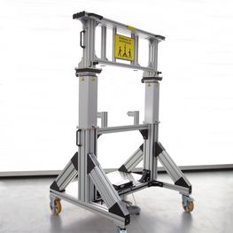Illustration of a height-adjustable assembly trolley