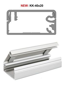 Il nuovo profilo delle canaline KK-40x20 in alluminio anodizzato si caratterizza per elevata funzionalità e un design piacevole