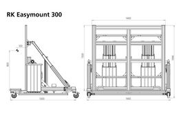 L’illustration montre les dimensions de la table de travail pour armoires de commande de type RK Easymount 300.